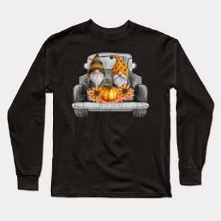 Autumn Gnomes in a Pickup Truck Long Sleeve T-Shirt